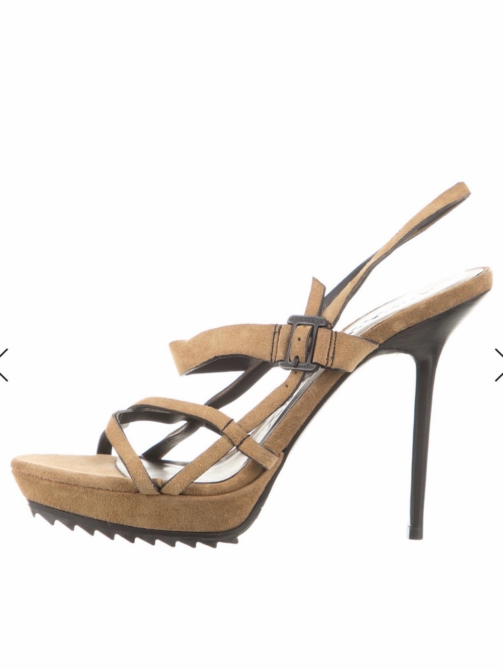 Burberry Tan Suede Strappy Slingback Heels